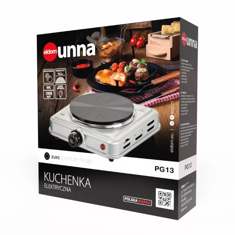 ELDOM PG13 UNNA Ηλεκτρική Συσκευή Μαγειρέματος 1000W, Ασημί