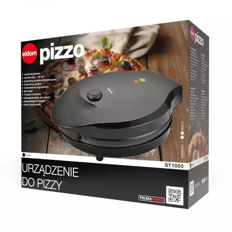 ELDOM ST1000 Pizzo Μηχανή πίτσας, 1450 W, πλάκα 32 cm, μαύρο