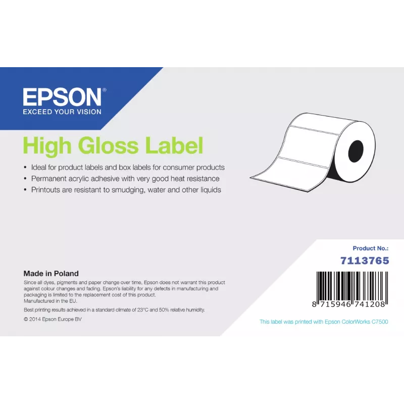 Epson Ρολό Ετικετών High Gloss, 105 x 210 mm, 273 Ετικέτες, Λευκό