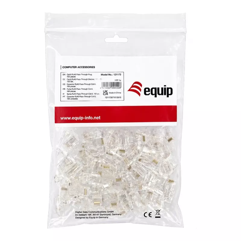 Equip Cat6 RJ45 UTP Unshielded Connector Kit (100 τεμ.) - Διαφανές