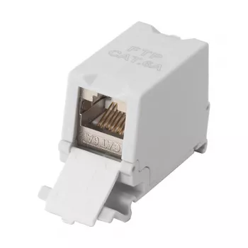 Equip Cat6A θωρακισμένος προσαρμογέας Keystone 1xRJ45 ράγας DIN γκρι