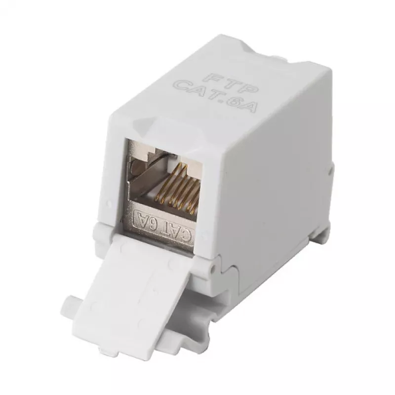 Equip Cat6A θωρακισμένος προσαρμογέας Keystone 1xRJ45 ράγας DIN γκρι