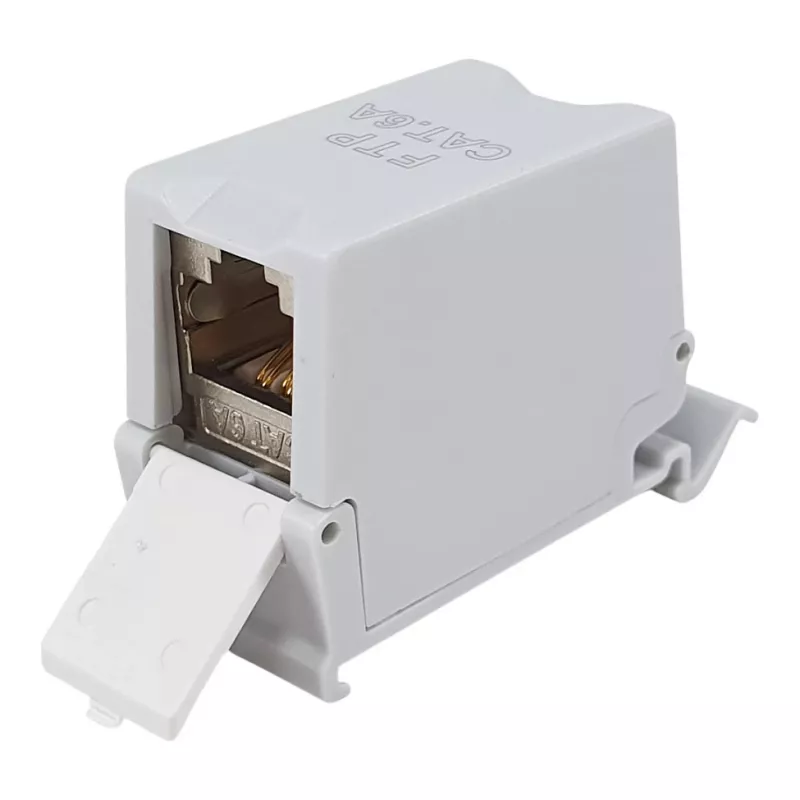 Equip Cat6A θωρακισμένος προσαρμογέας Keystone 1xRJ45 ράγας DIN γκρι
