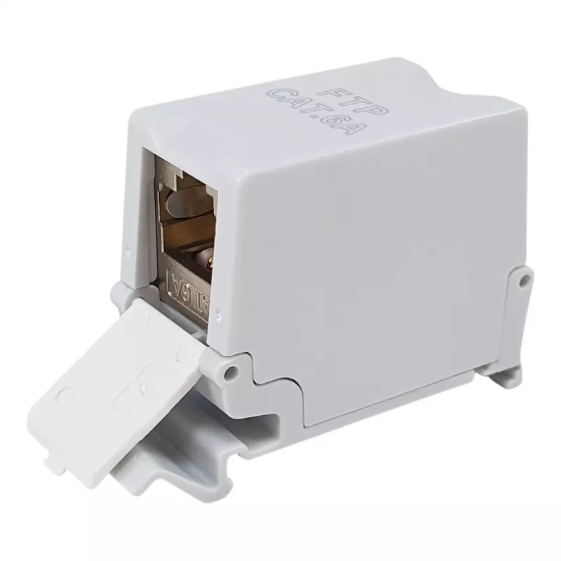 Equip Cat6A θωρακισμένος προσαρμογέας Keystone 1xRJ45 ράγας DIN γκρι