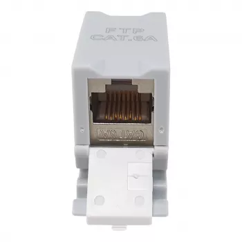 Equip Cat6A θωρακισμένος προσαρμογέας Keystone 1xRJ45 ράγας DIN γκρι