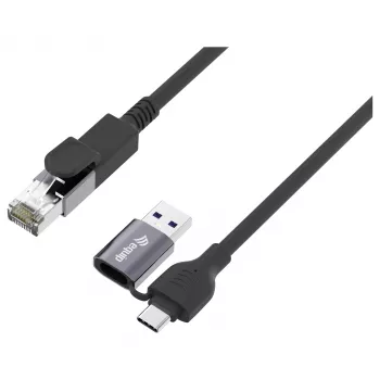 Equip GigaBit Προσαρμογέας USB-C+A σε RJ45, μαύρο