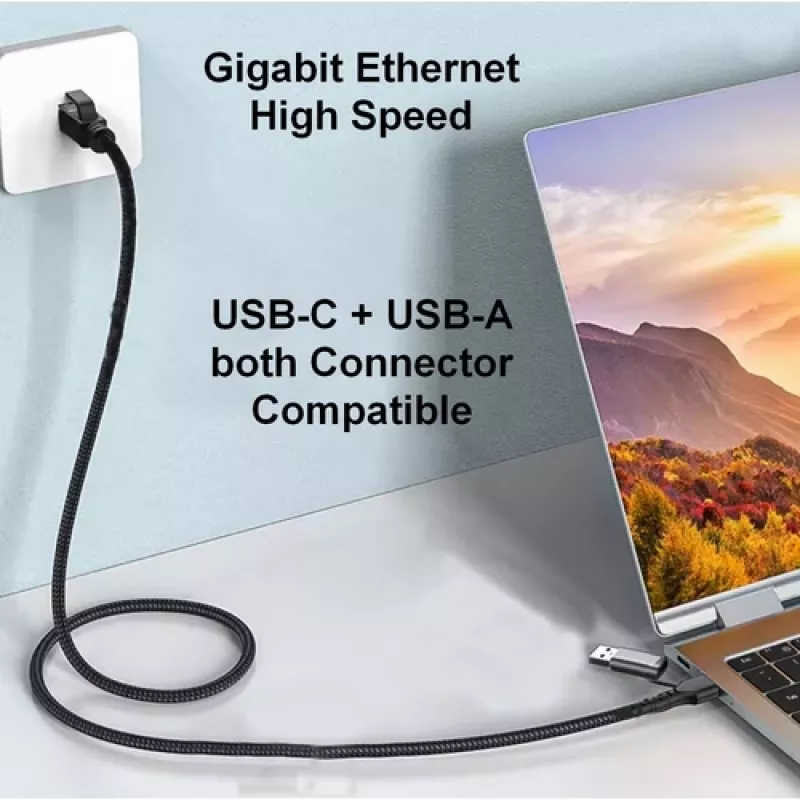 Equip GigaBit Προσαρμογέας USB-C+A σε RJ45, μαύρο