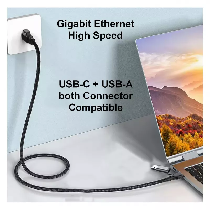 Equip Gigabit USB-C / USB-A σε RJ45 Προσαρμογέας Ethernet - Μαύρο
