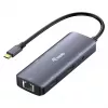 EQUIP USB-C Πολυθύρα προσαρμογέας με 2x HDMI, RJ45, 2x USB-A, USB-C PD 100W, Γκρι