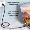 Equip προσαρμογέας USB-C + USB-A σε RJ45 Gigabit Ethernet, 5 m, μαύρο