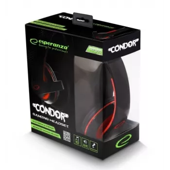 Esperanza EGH300R Ενσύρματα ακουστικά gaming με omnidirectional μικρόφωνο βραχίονα, Μαύρο/Κόκκινο