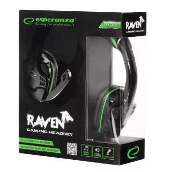 Esperanza EGH310G headset gaming με μικρόφωνο βραχίονα, ενσύρματο, υποδοχή 3,5-mm, μαύρο & πράσινο