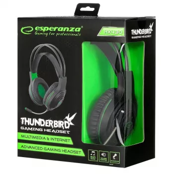 Esperanza EGH430 THUNDERBIRD ενσύρματα gaming ακουστικά με μικρόφωνο, μαύρο & πράσινο