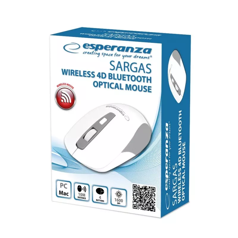Esperanza EM130W Ασύρματο Ποντίκι Bluetooth 4D, Λευκό