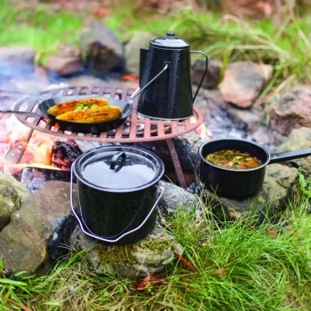 Esschert Design FF215 Σετ Μαγειρικών Σκευών Camping Μαύρο 7 τεμ.