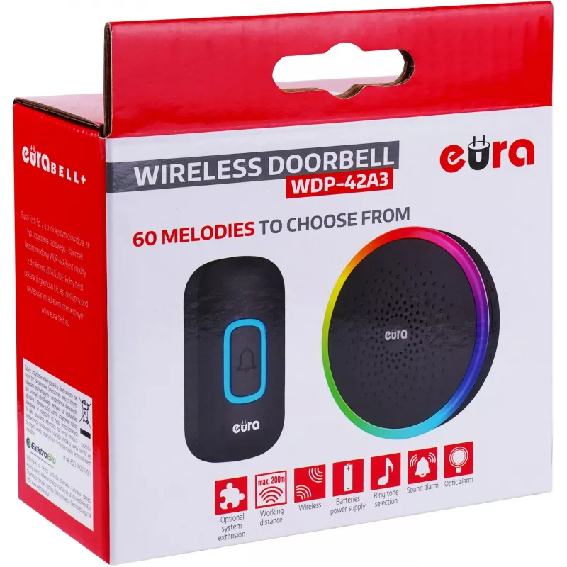 EURA WDP-42A3 ασύρματο κουδούνι πόρτας - μαύρο