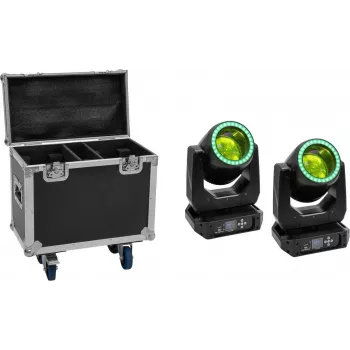 EUROLITE Set 2x LED TMH-B120 Hypno Moving-Head Beam + Flightcase με Ρόδες
