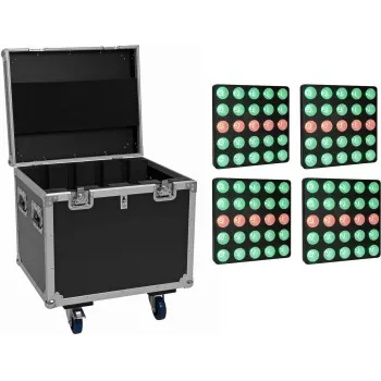 EUROLITE Σετ 4x LED Pixel Matrix Panel 5x5 RGB/WW + Flightcase με ρόδες