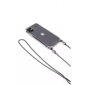 Evelatus Apple iPhone 11 Pro Διάφανη Θήκη Σιλικόνης με Λουράκι TPU Space Grey