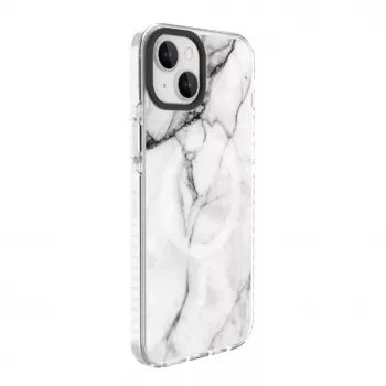 Evelatus Apple iPhone 15 Plus θήκη PC+TPU με MagSafe – Custom Marble White