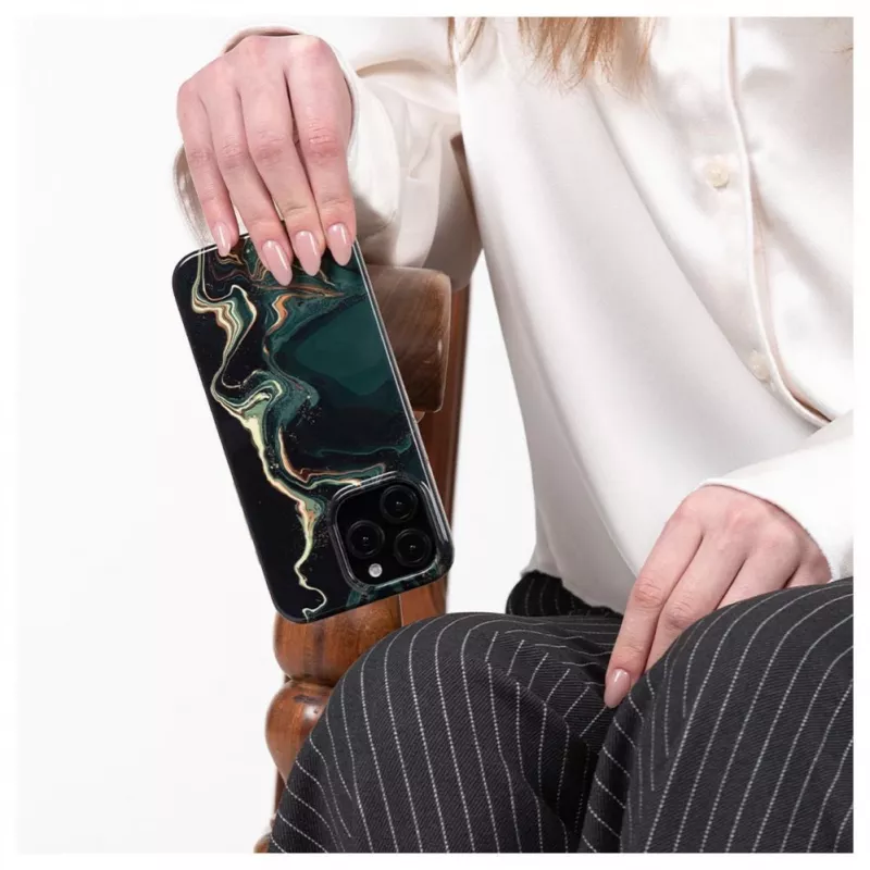 Evelatus θήκη Apple iPhone 15 Pro PC Custom Print Marble Dark Green