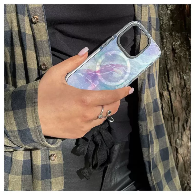 Evelatus θήκη Apple iPhone 15 Pro PC+TPU με MagSafe – μάρμαρο μωβ