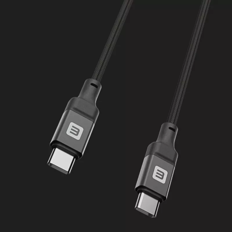 Evelatus Coiled USB-C σε USB-C Καλώδιο 1,2 m 60 W PD πλεκτό Μαύρο