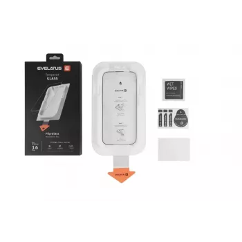 Evelatus iPhone 18 Pro Max Flip Glass Magic Easy Install Box Μεμβράνη Προστασίας Οθόνης Μαύρη