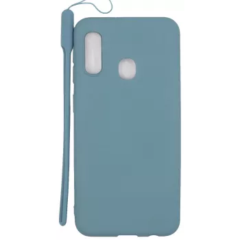 Evelatus θήκη σιλικόνης Soft Touch με λουράκι για Samsung Galaxy A20e μπλε
