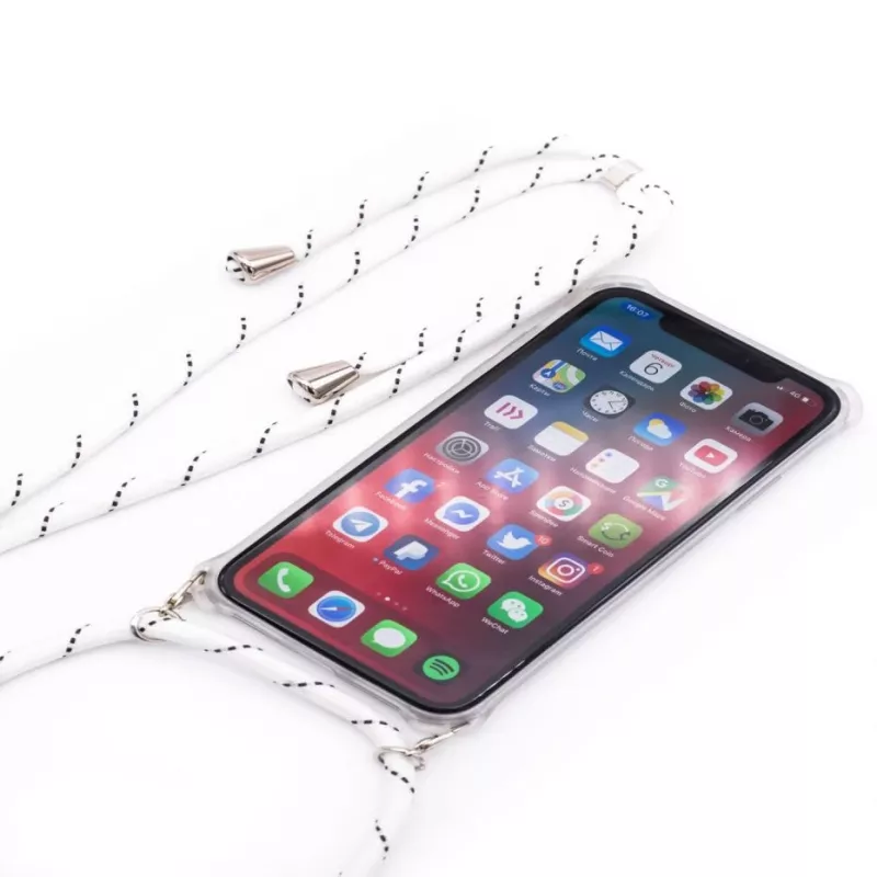Evelatus Samsung Galaxy A30s Θήκη με Σχοινί Λευκό Ρίγες Διάφανο