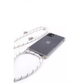 Evelatus Samsung Galaxy A40 Θήκη με Σχοινί Λευκές Ρίγες Διαφανές