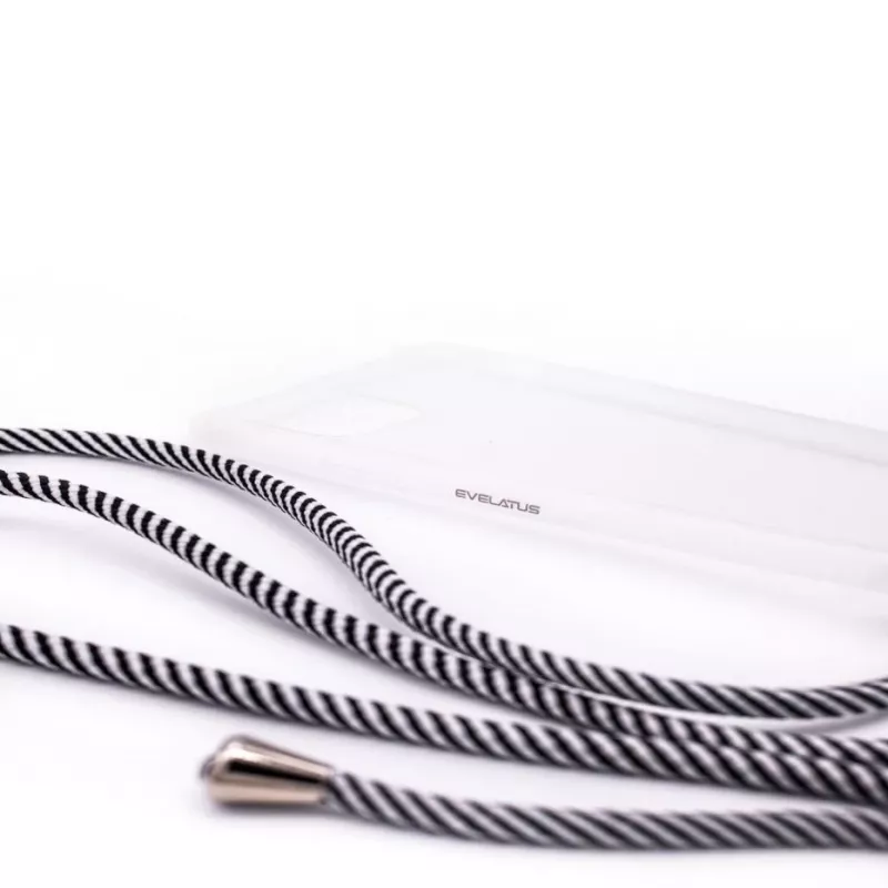 Evelatus Samsung Galaxy A50 Θήκη με Κορδόνι, Μαύρες Ρίγες, Διάφανο