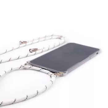 Evelatus Samsung Galaxy A50s Θήκη με Λουρί Λευκές Ρίγες Διαφανές
