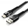 everActive CBB-1CBR Καλώδιο USB-A σε USB-C με RGB LED πλεκτό 1m 3A Μαύρο