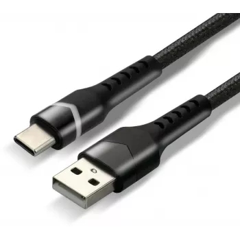everActive CBB-1CBR Καλώδιο USB-A σε USB-C με RGB LED πλεκτό 1m 3A Μαύρο