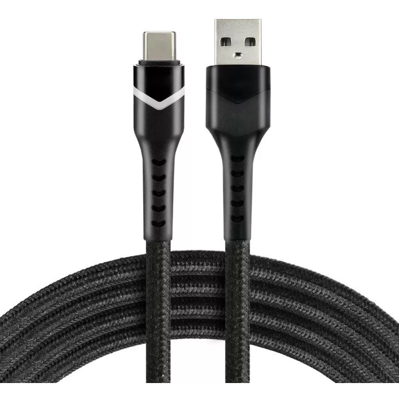 everActive CBB-1CBR Καλώδιο USB-A σε USB-C με RGB LED πλεκτό 1m 3A Μαύρο