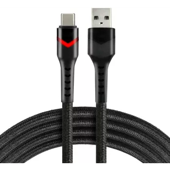 everActive CBB-1CBR Καλώδιο USB-A σε USB-C με RGB LED πλεκτό 1m 3A Μαύρο