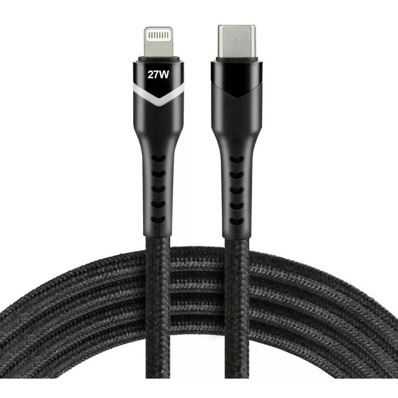 everActive CBB-1CIR Καλώδιο USB-C σε Lightning RGB LED 1m 27W PD μαύρο