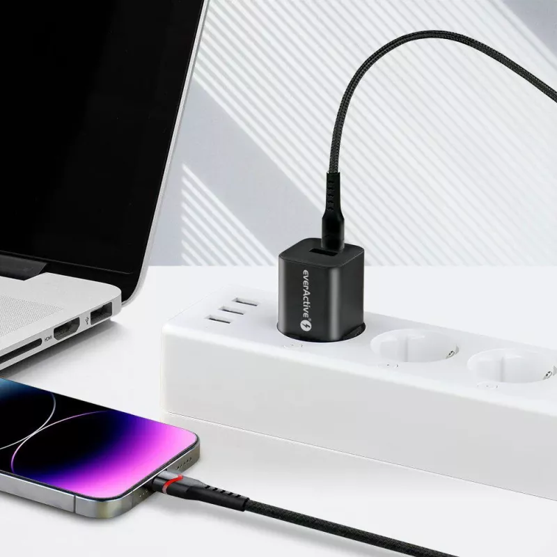 everActive CBB-1CIR Καλώδιο USB-C σε Lightning RGB LED 1m 27W PD μαύρο