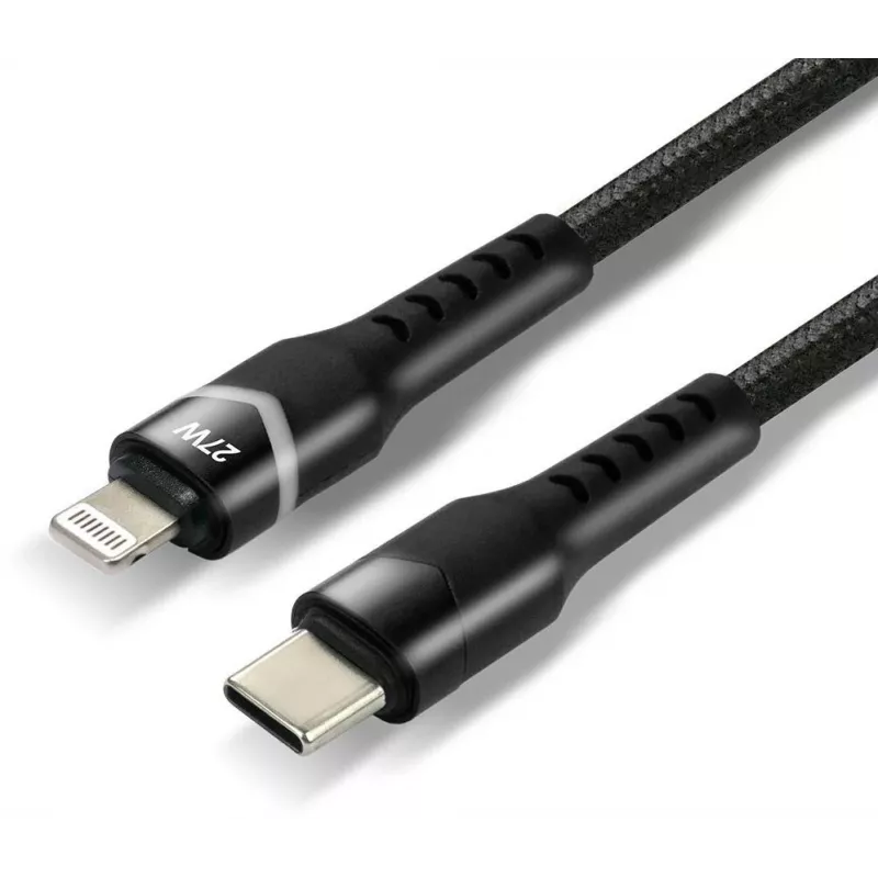 everActive CBB-1CIR Καλώδιο USB-C σε Lightning RGB LED 1m 27W PD μαύρο