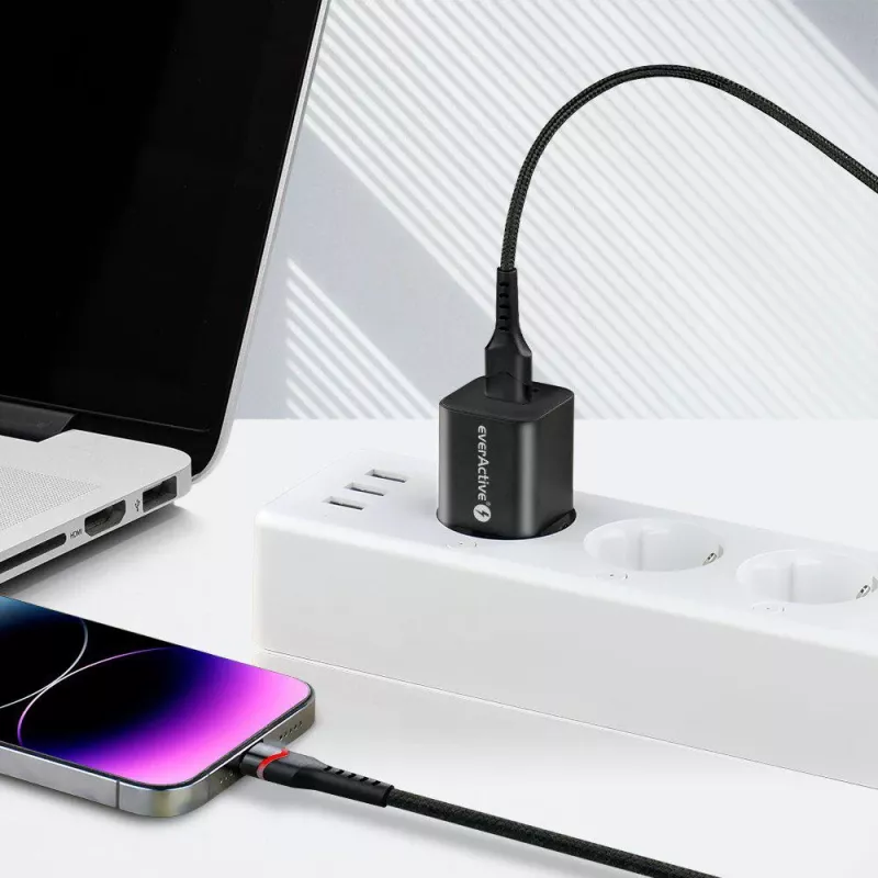 everActive CBB-1IBR Καλώδιο USB-A σε Lightning RGB LED πλεκτό 1m 2.4A μαύρο
