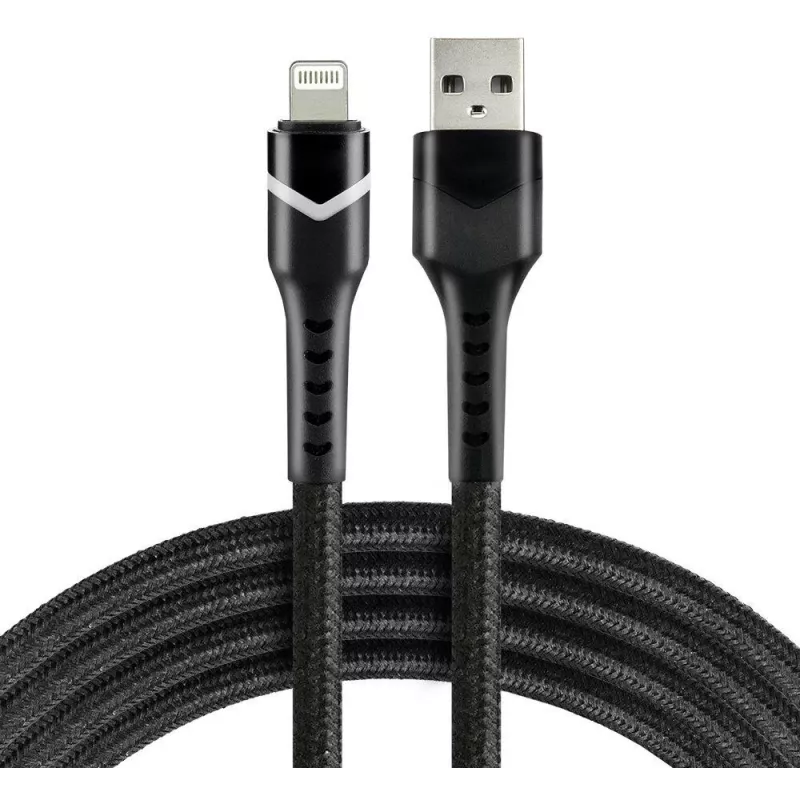 everActive CBB-1IBR Καλώδιο USB-A σε Lightning RGB LED πλεκτό 1m 2.4A μαύρο