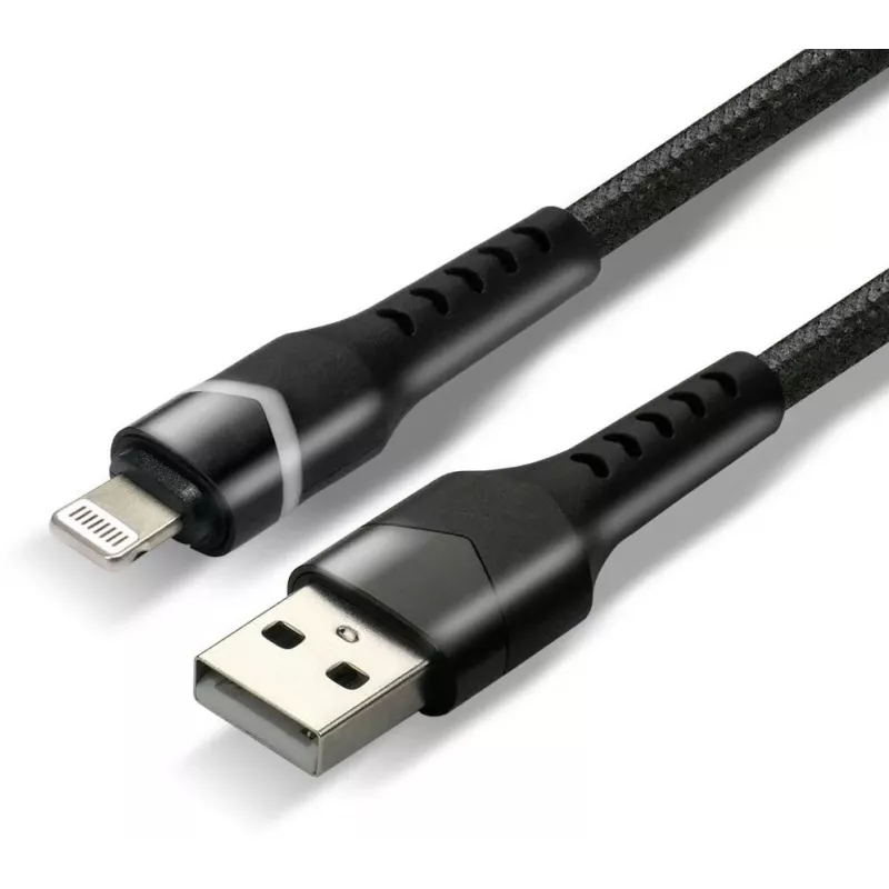 everActive CBB-1IBR Καλώδιο USB-A σε Lightning RGB LED πλεκτό 1m 2.4A μαύρο