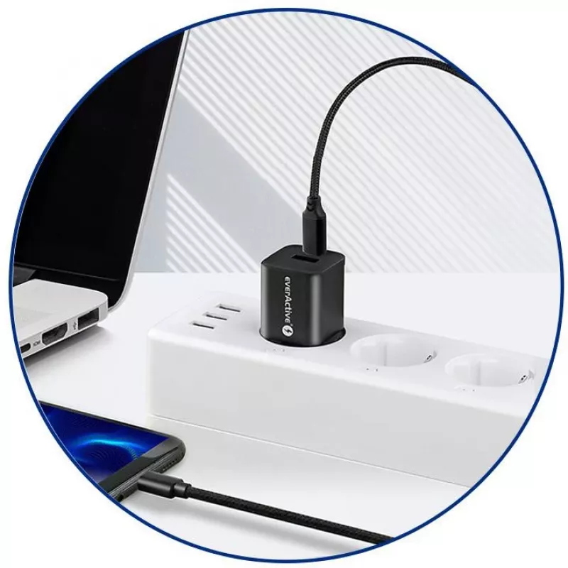everActive CBB-1PD3 Καλώδιο USB-C σε USB-C 1m PD 60W 3A Μαύρο