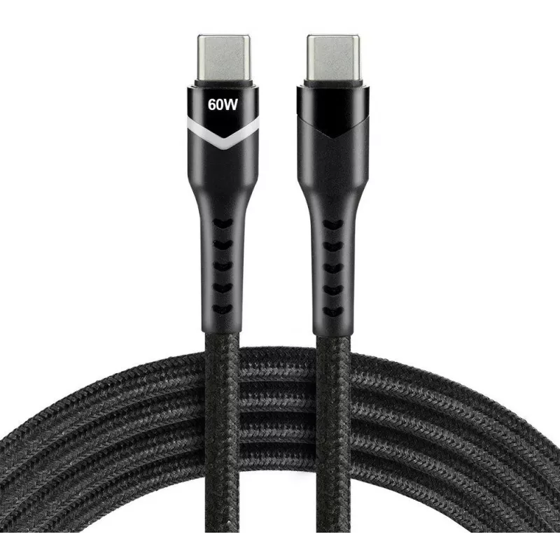 everActive CBB-2PDR καλώδιο USB-C σε USB-C RGB LED πλεκτό 2m 3A 60W μαύρο