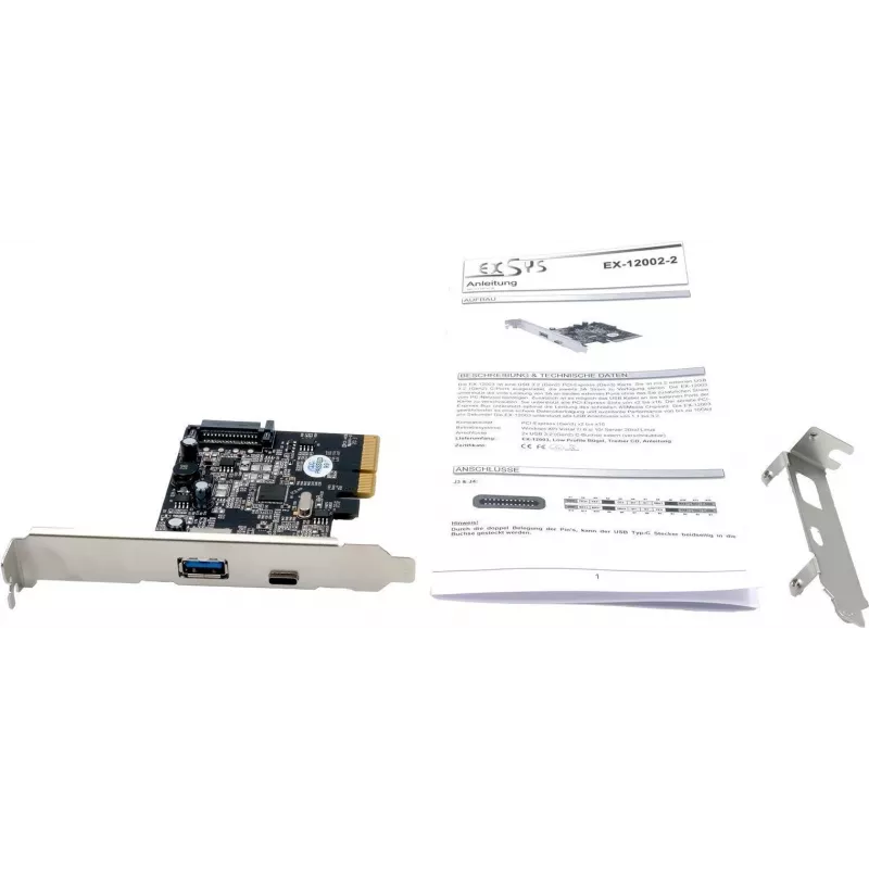 EXSYS EX-12002-2 PCIe x4 σε κάρτα host controller 2 θυρών USB 3.2 Gen 2 Type-A