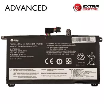 Extra Digital Advanced Μπαταρία Laptop Αντικατάστασης για Lenovo ThinkPad X1 Carbon / X1 Yoga – 01AV493, 2000mAh, 11.52V, Li-ion, Μαύρο