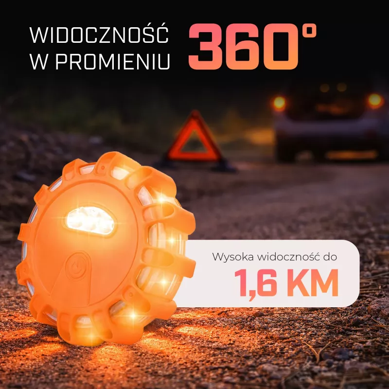 Extralink Smartlife LED Road Flare, USB-C, Κεχριμπαρένιο, IP67