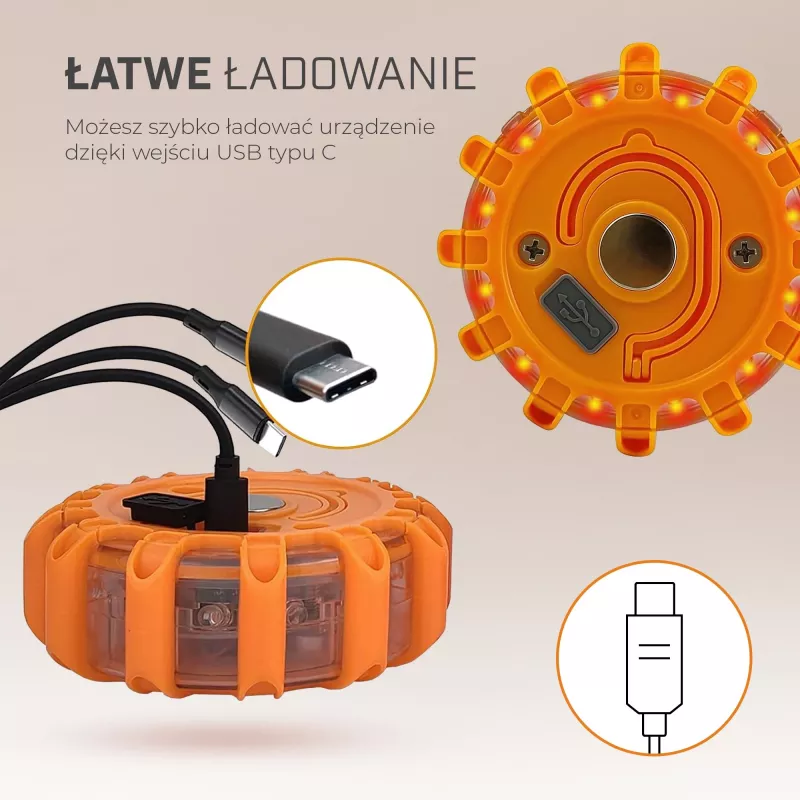 Extralink Smartlife LED Road Flare, USB-C, Κεχριμπαρένιο, IP67