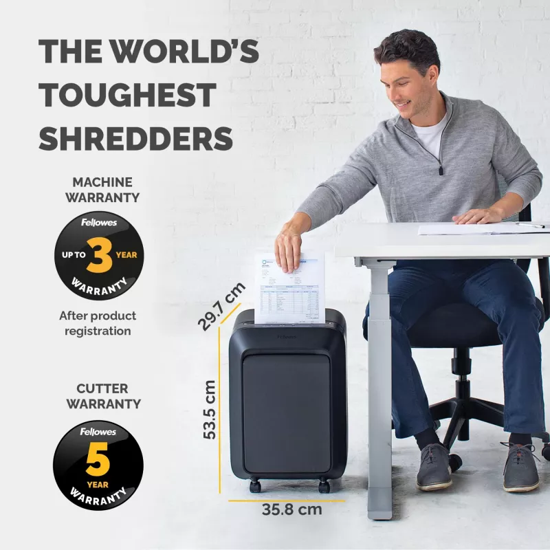Fellowes Powershred LX210 Micro-Cut Καταστροφέας Εγγράφων, 15 φύλλα, 23 λίτρα, Μαύρο